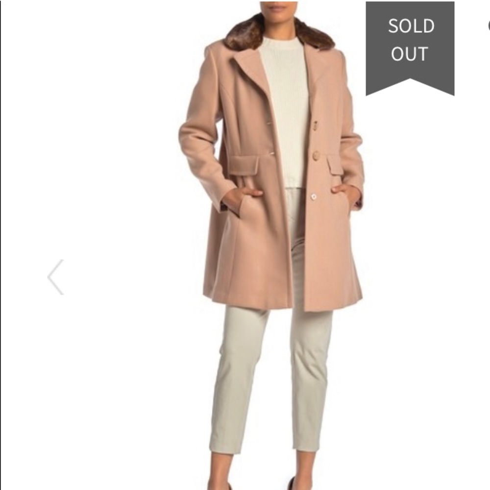 faux Fur Trim Collar Wool Blend coat like new